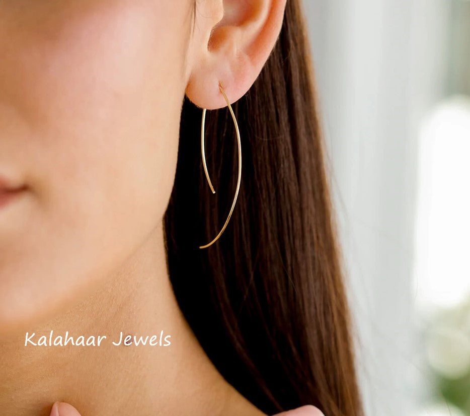 Curved Arc Threader Earring