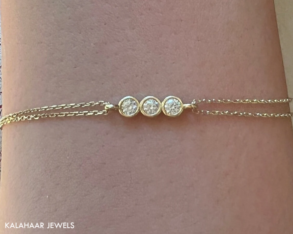 Dainty 3-Stone Moissanite Bracelet