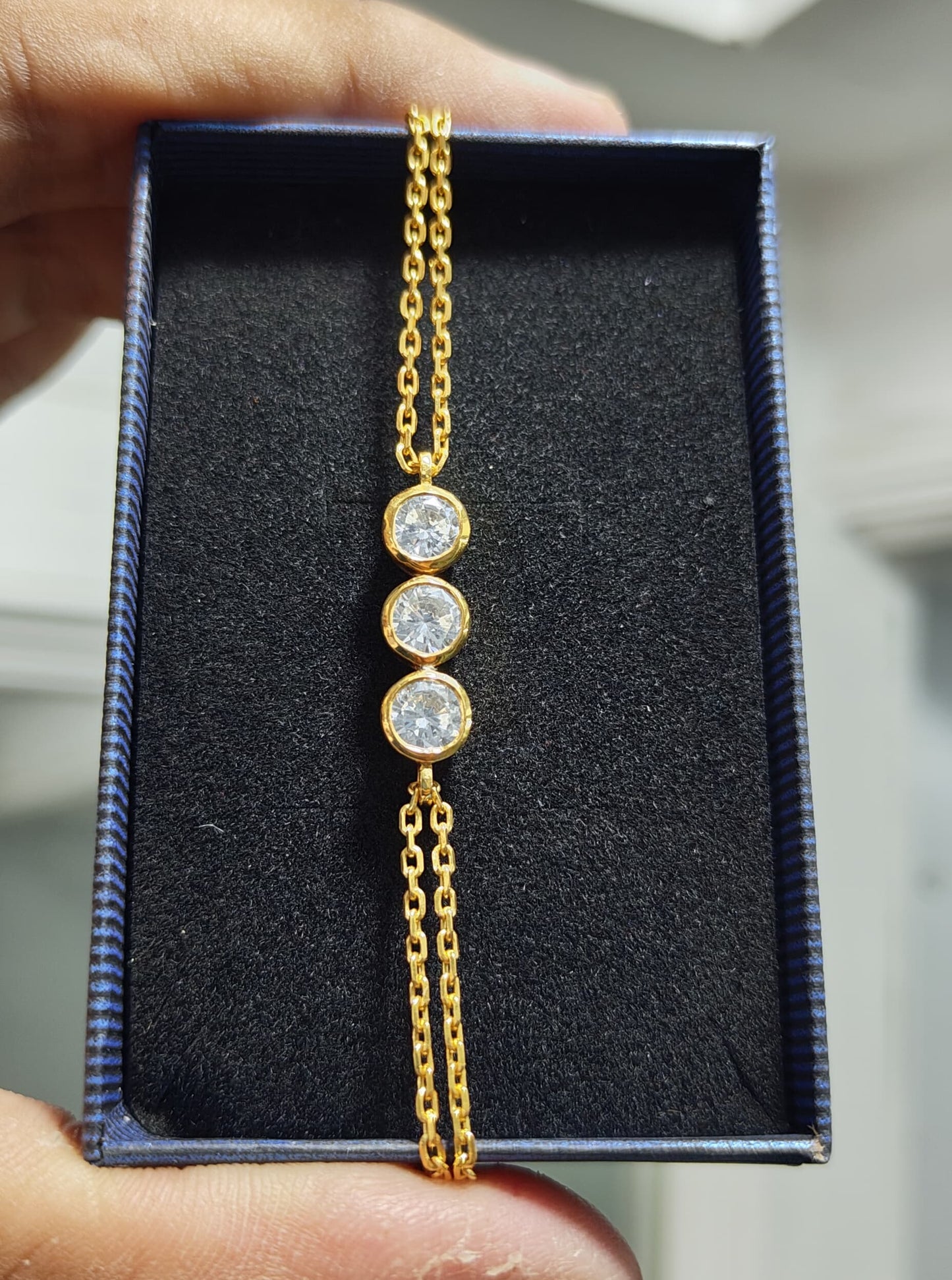 Dainty 3-Stone Moissanite Bracelet